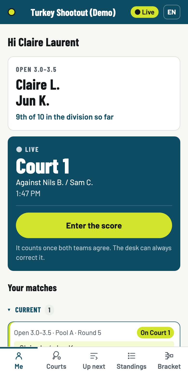 For players: Your court, your next match